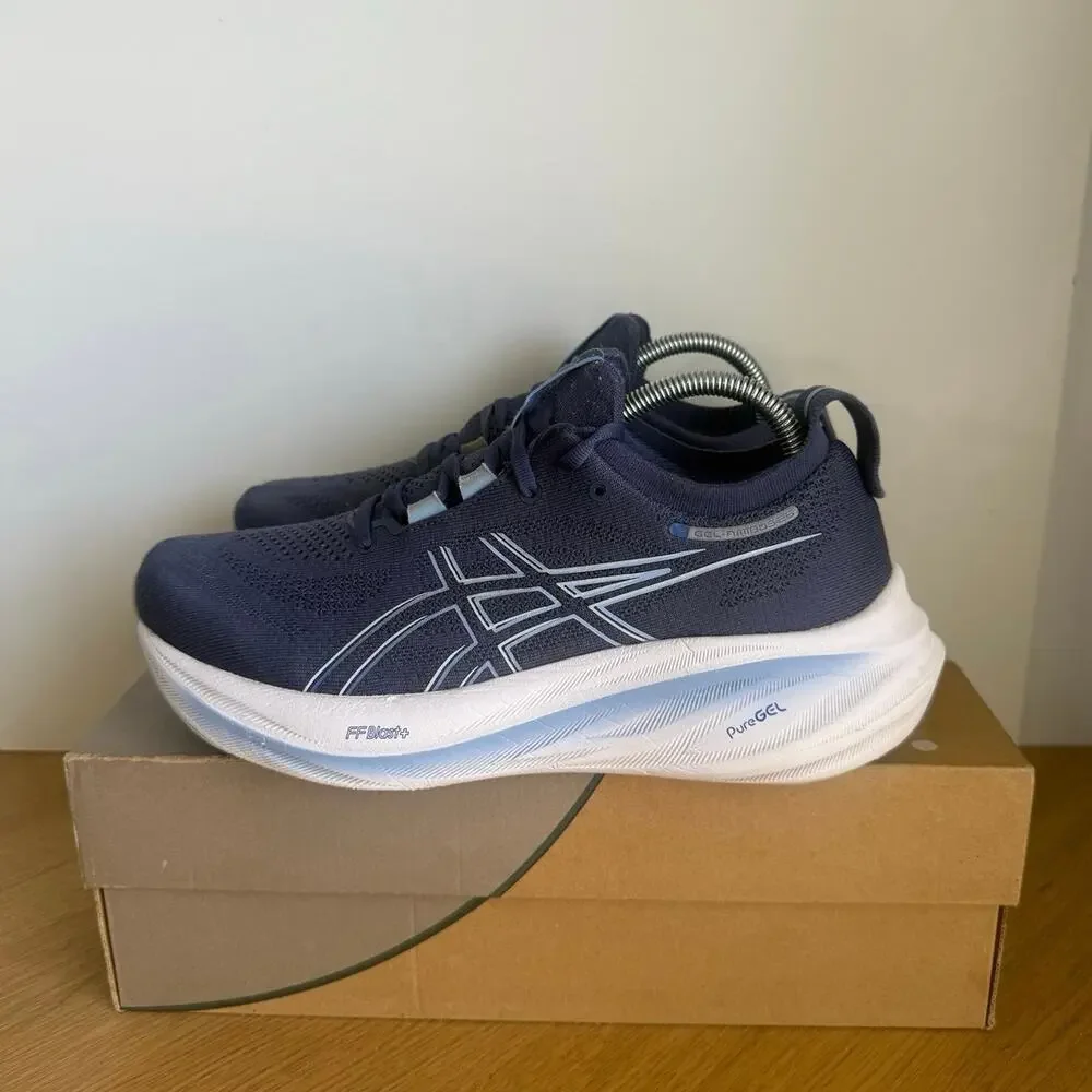 ASICS Gel Nimbus 26 Blue/White Women Running Sneakers- SZ 9